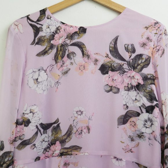 NWT Leith Long Sheer Sleeve Floral Dress Purple XL - Picture 5 of 8